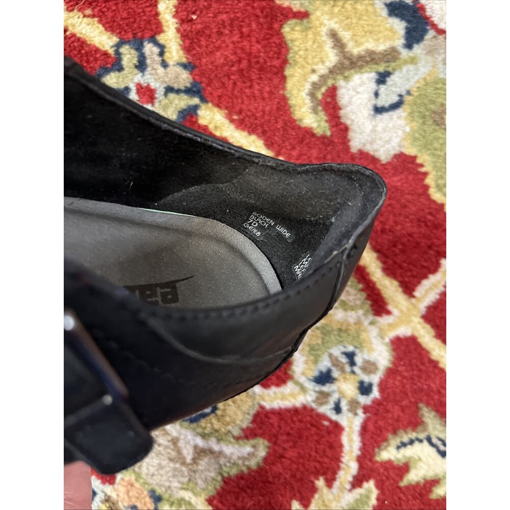 Earth Shoes Womens 7 D Wide Boden Mary Jane Wedge Heel Black Leather Gum Sole - Picture 9 of 11